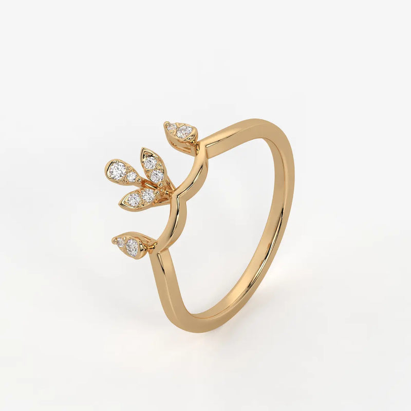 Aurvielle Diamond Lotus Crest Ring