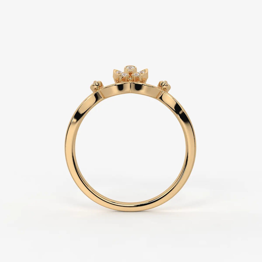Aurvielle Diamond Lotus Crest Ring