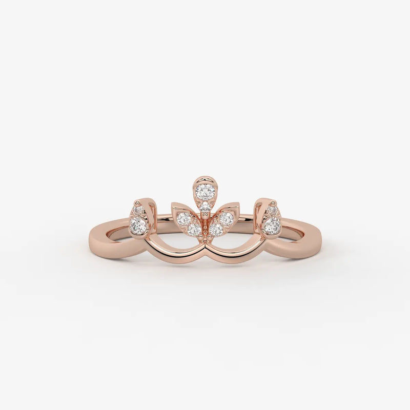 Aurvielle Diamond Lotus Crest Ring