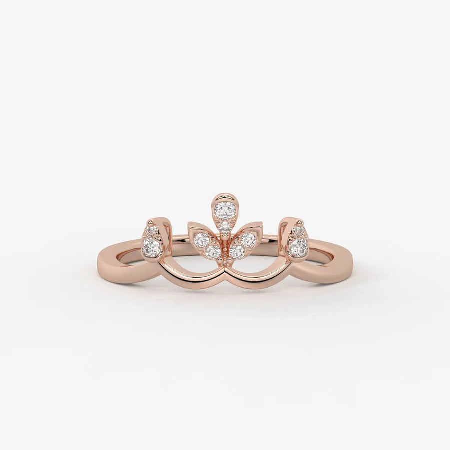 Aurvielle Diamond Lotus Crest Ring