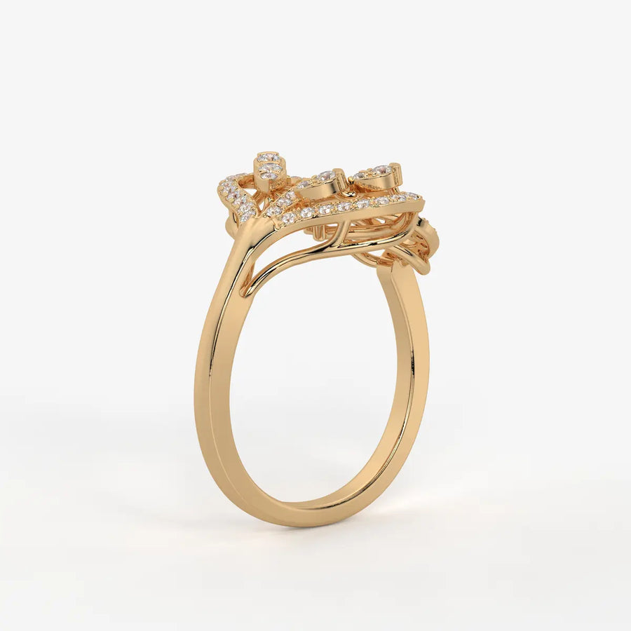 Zevara Diamond Plume Aura Ring