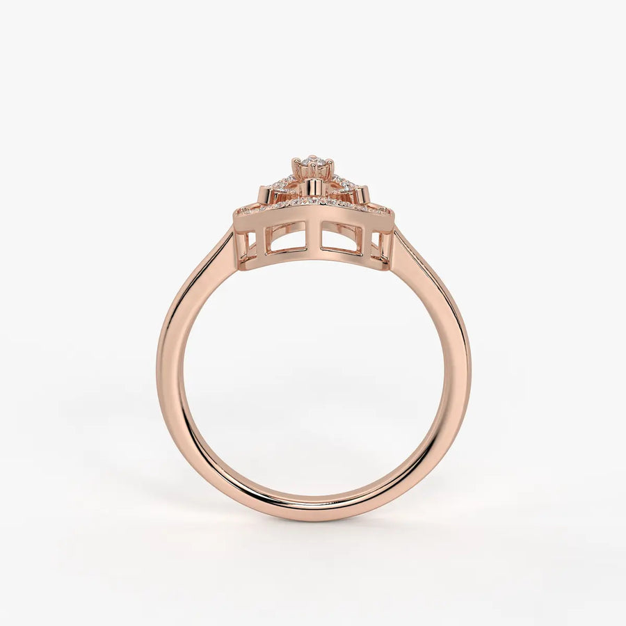 Elarique Diamond Aureole Drop Ring