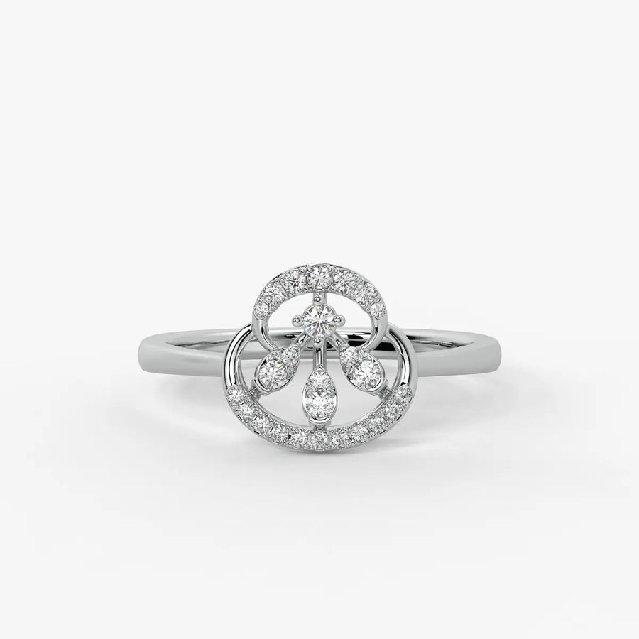 Elarique Diamond Aureole Drop Ring