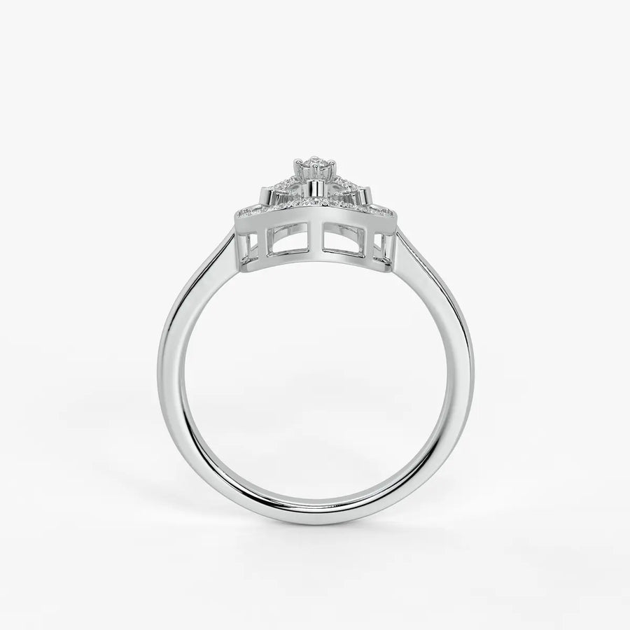 Elarique Diamond Aureole Drop Ring