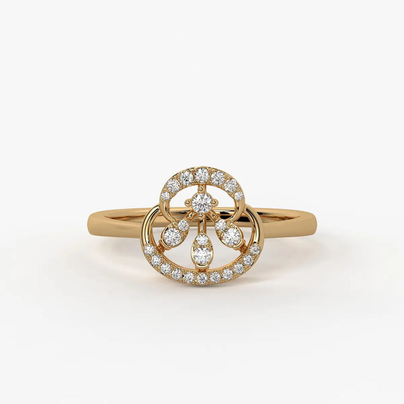 Elarique Diamond Aureole Drop Ring