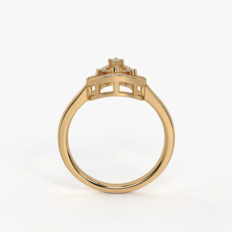 Elarique Diamond Aureole Drop Ring