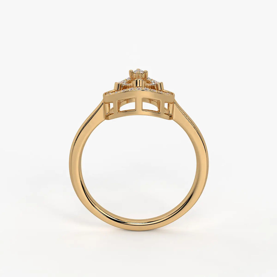 Elarique Diamond Aureole Drop Ring