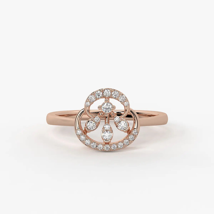 Elarique Diamond Aureole Drop Ring