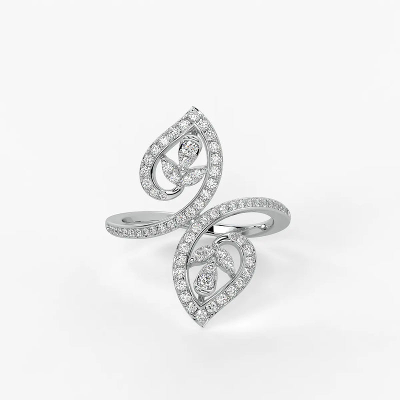 Rudraveer Diamond Twin-Leaf Ring