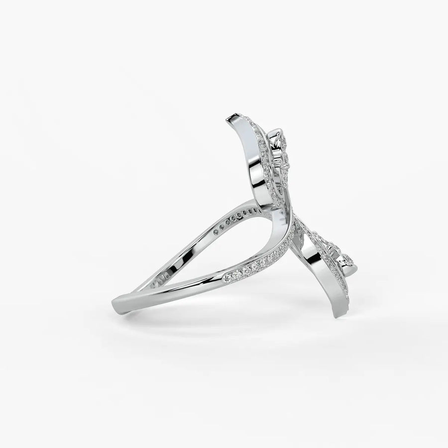 Rudraveer Diamond Twin-Leaf Ring