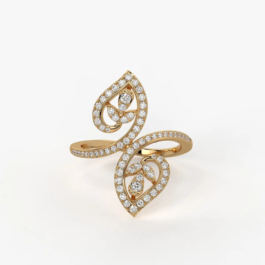 Rudraveer Diamond Twin-Leaf Ring