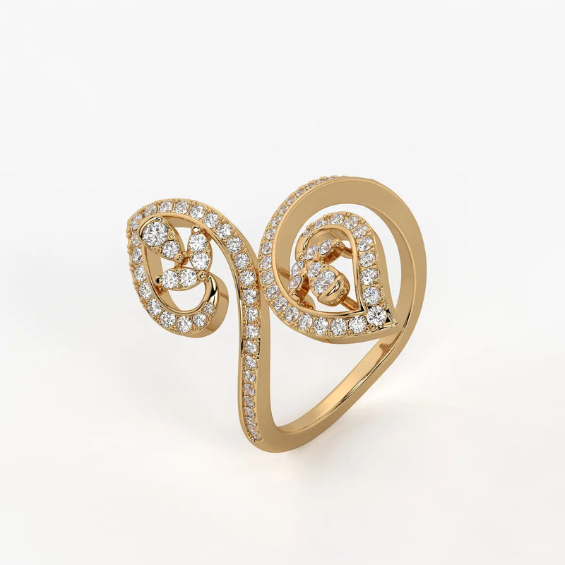 Rudraveer Diamond Twin-Leaf Ring