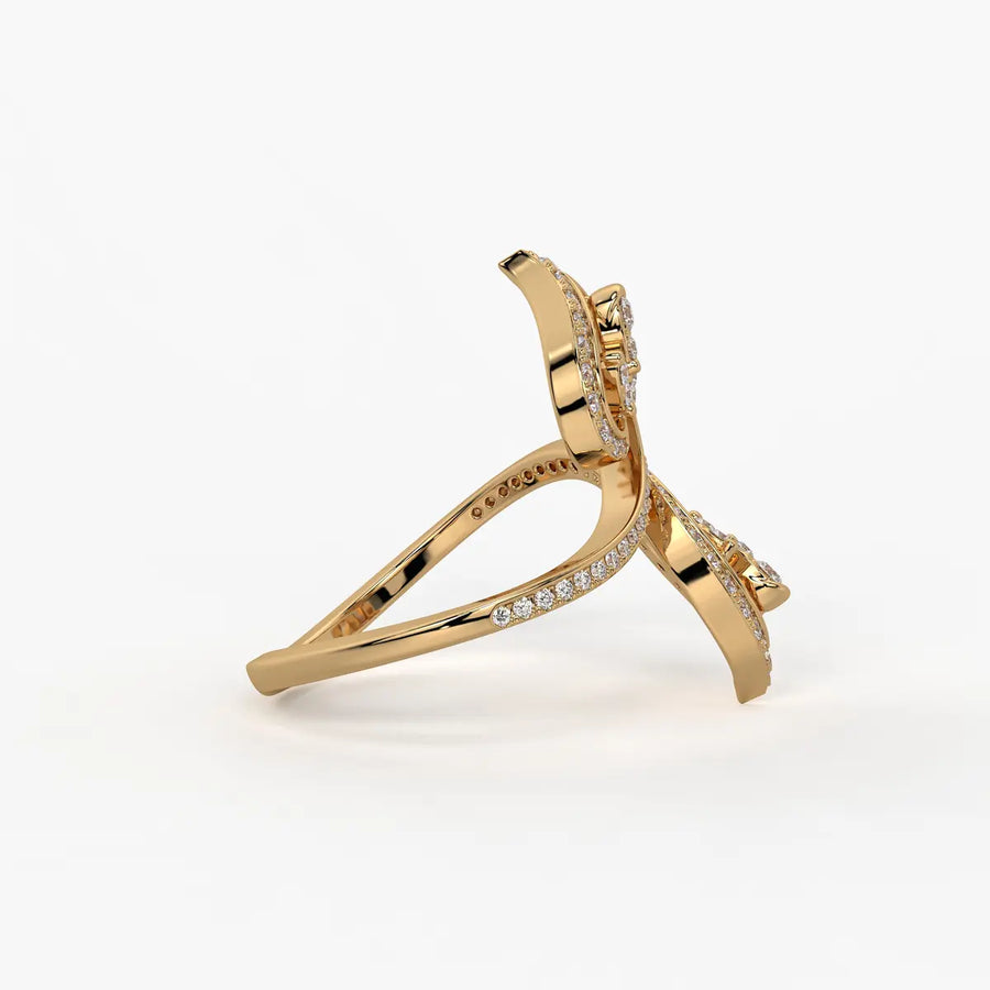 Rudraveer Diamond Twin-Leaf Ring