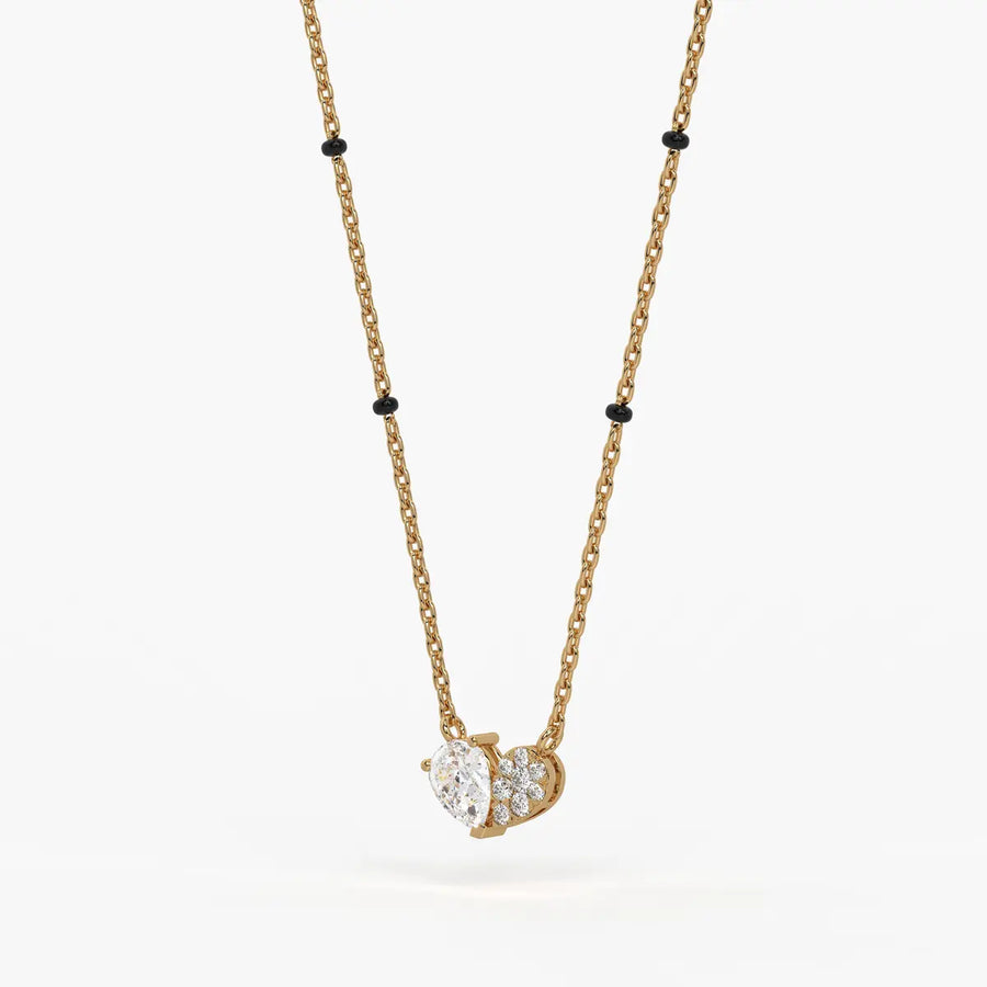 Oval Solitaire Pendant Mangalsutra