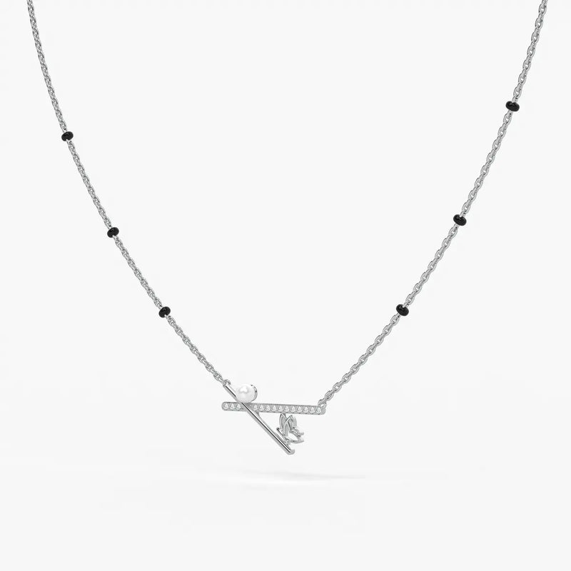 Pearl Accent Diamond Bar Mangalsutra