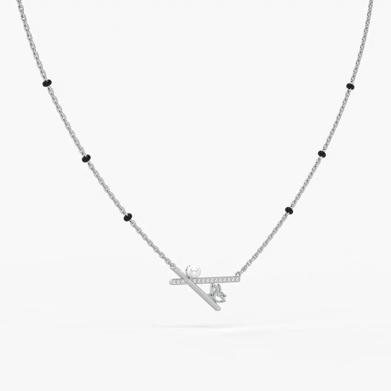 Pearl Accent Diamond Bar Mangalsutra