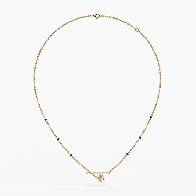 Pearl Accent Diamond Bar Mangalsutra
