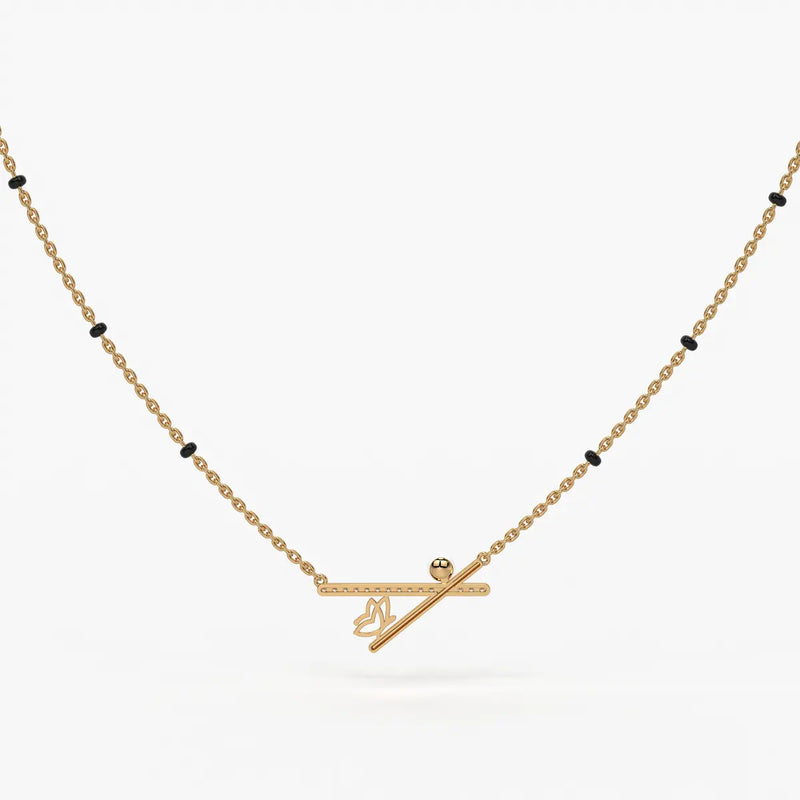 Pearl Accent Diamond Bar Mangalsutra