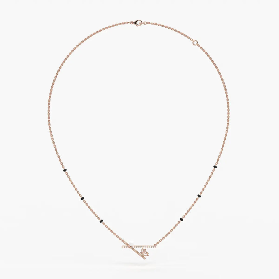 Pearl Accent Diamond Bar Mangalsutra