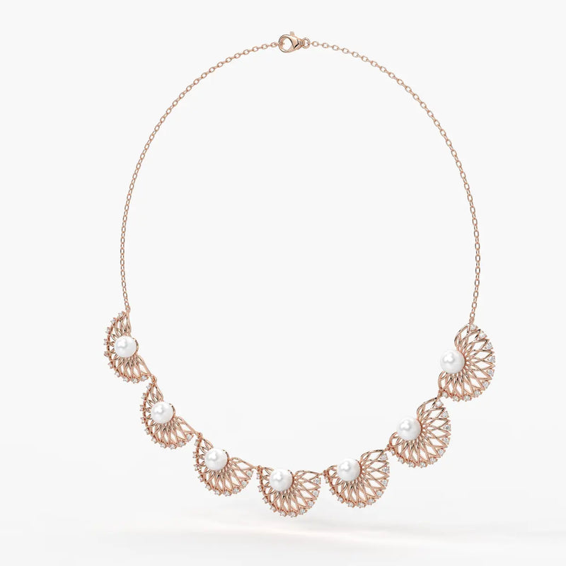 Pearl Fan Designer Necklace