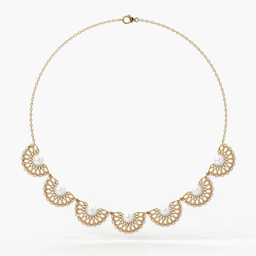 Pearl Fan Designer Necklace