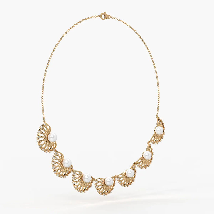 Pearl Fan Designer Necklace
