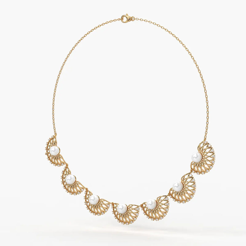 Pearl Fan Designer Necklace