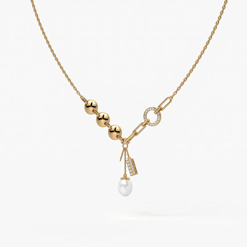 Pearliva Link Charm Necklace