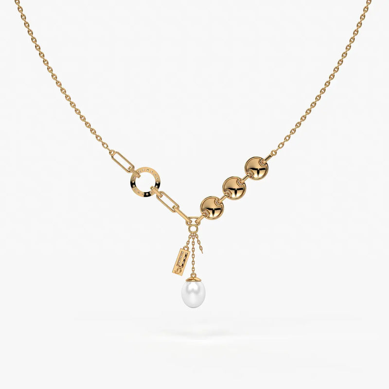 Pearliva Link Charm Necklace