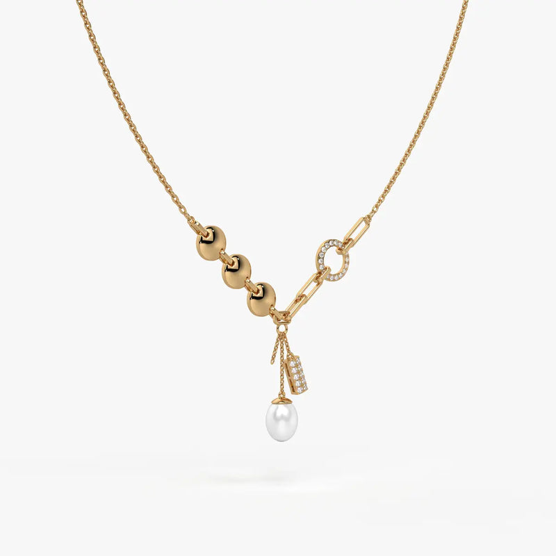 Pearliva Link Charm Necklace