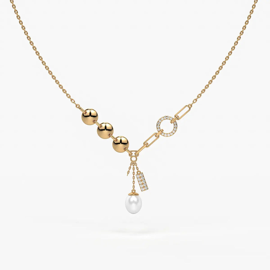 Pearliva Link Charm Necklace