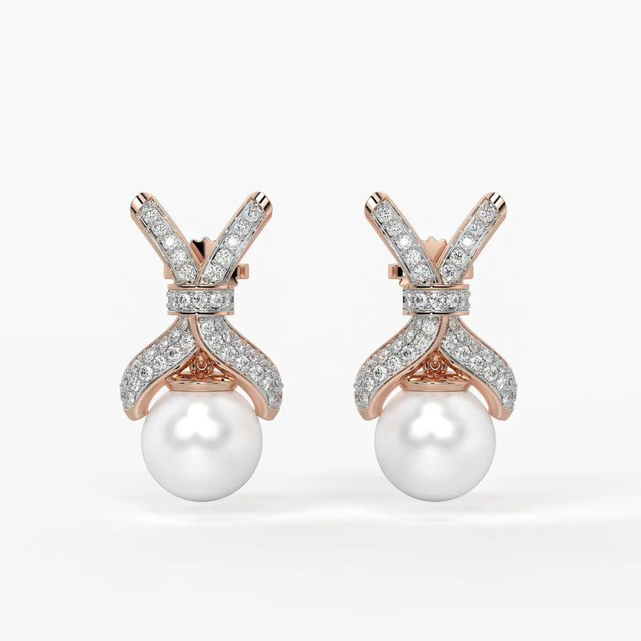 Ribbon Pearl Drop Earrings