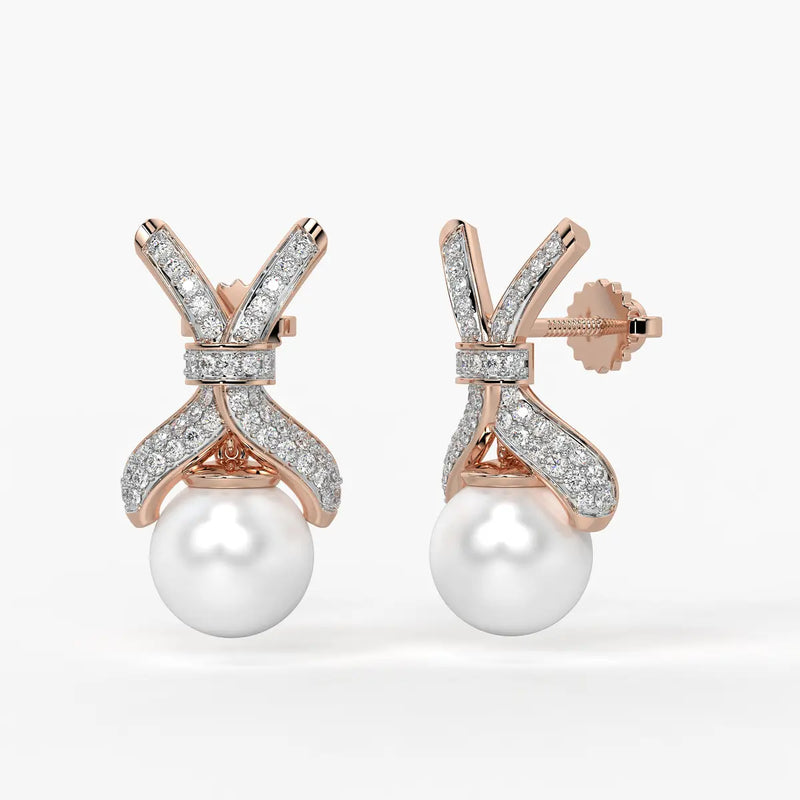 Ribbon Pearl Drop Earrings