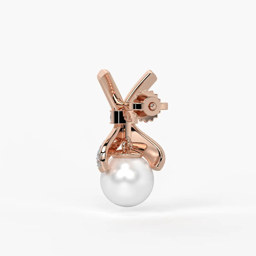 Ribbon Pearl Drop Earrings