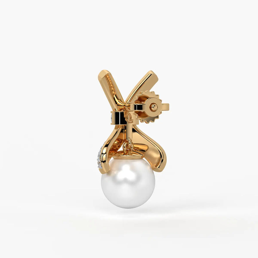 Ribbon Pearl Drop Earrings