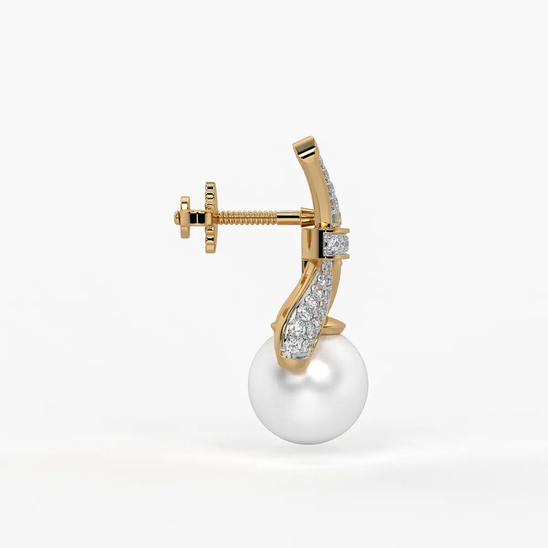 Ribbon Pearl Drop Earrings