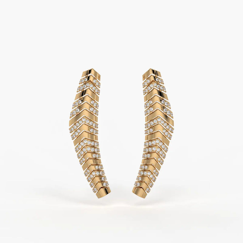 Chevronique Diamond Curve Earrings