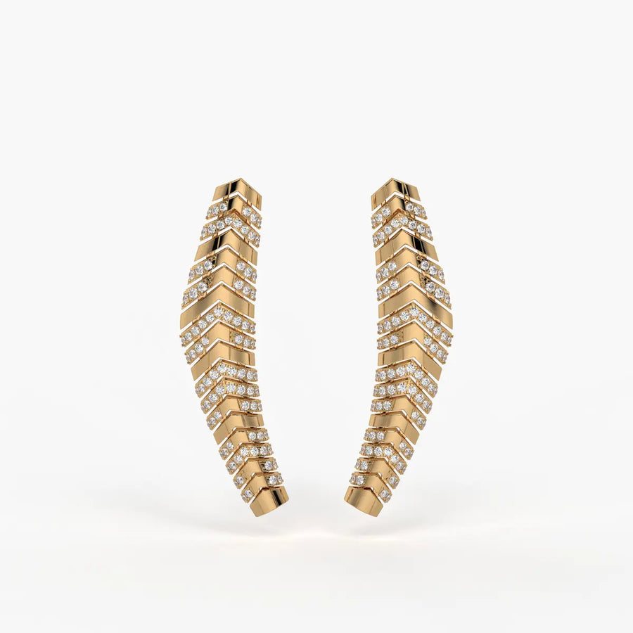 Chevronique Diamond Curve Earrings