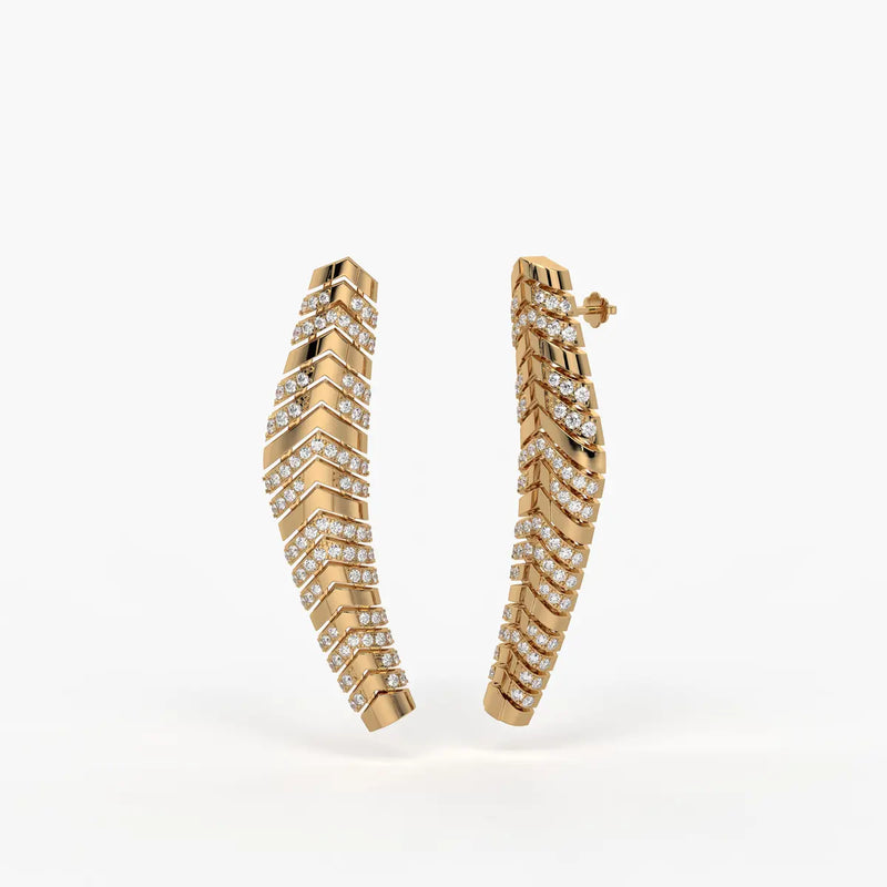 Chevronique Diamond Curve Earrings