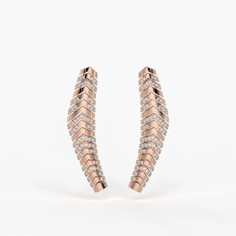 Chevronique Diamond Curve Earrings