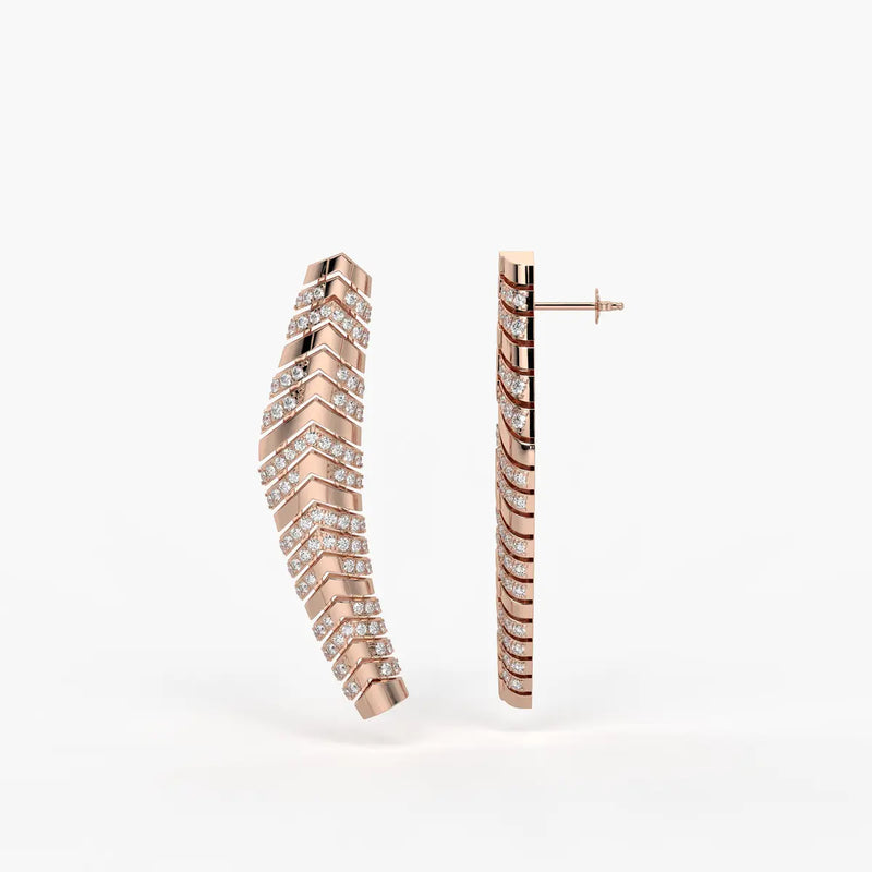 Chevronique Diamond Curve Earrings