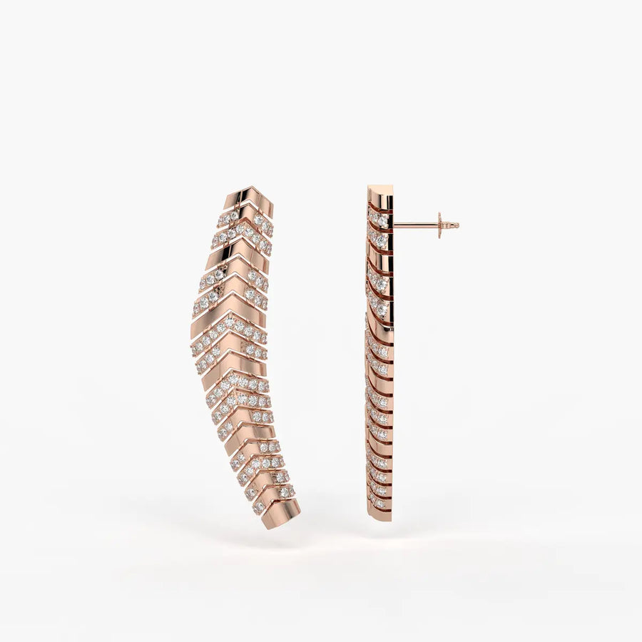 Chevronique Diamond Curve Earrings