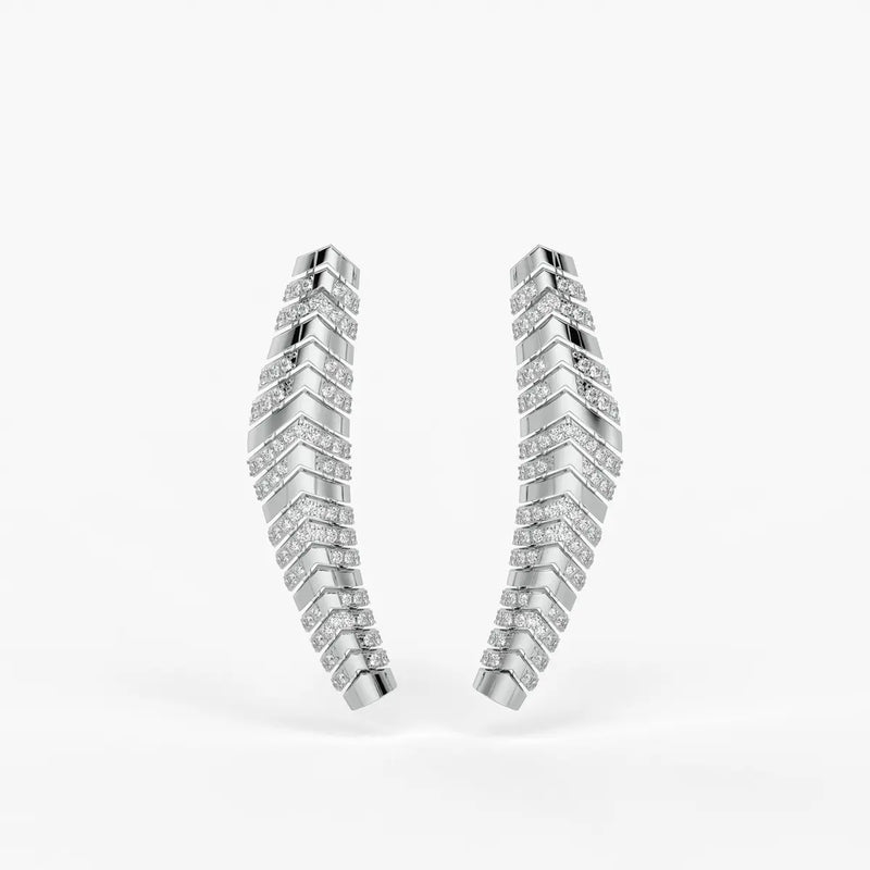 Chevronique Diamond Curve Earrings
