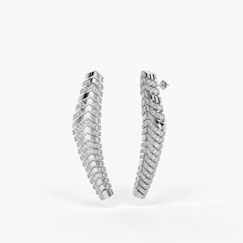 Chevronique Diamond Curve Earrings