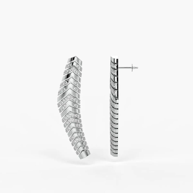 Chevronique Diamond Curve Earrings