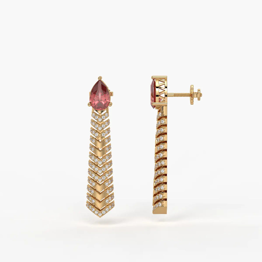 Velthera Pear Drop Chevron Earrings