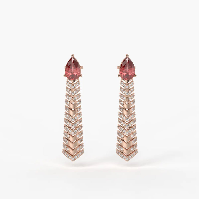 Velthera Pear Drop Chevron Earrings