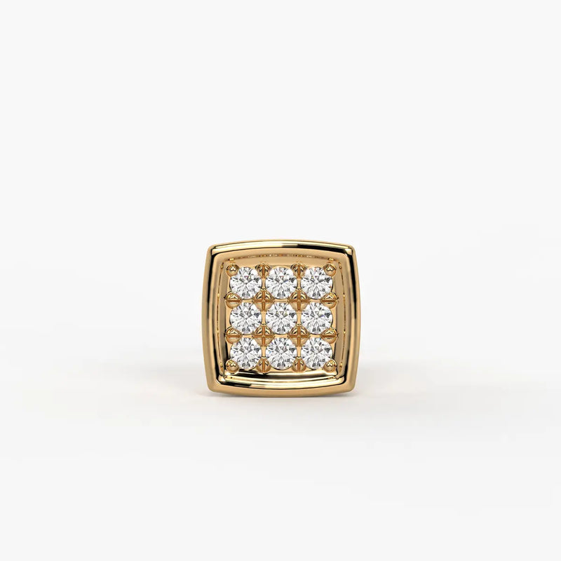 Square Halo Stud Nose Pin