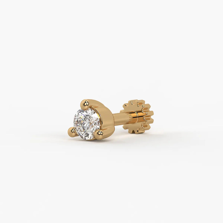 Round Solitaire Prong Stud Nose Pin