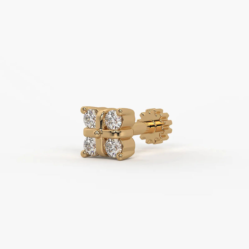 Four Stone Cluster Stud Nose Pin